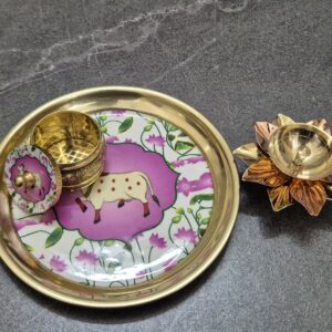 pichwai kumkum pooja set with copper Diya