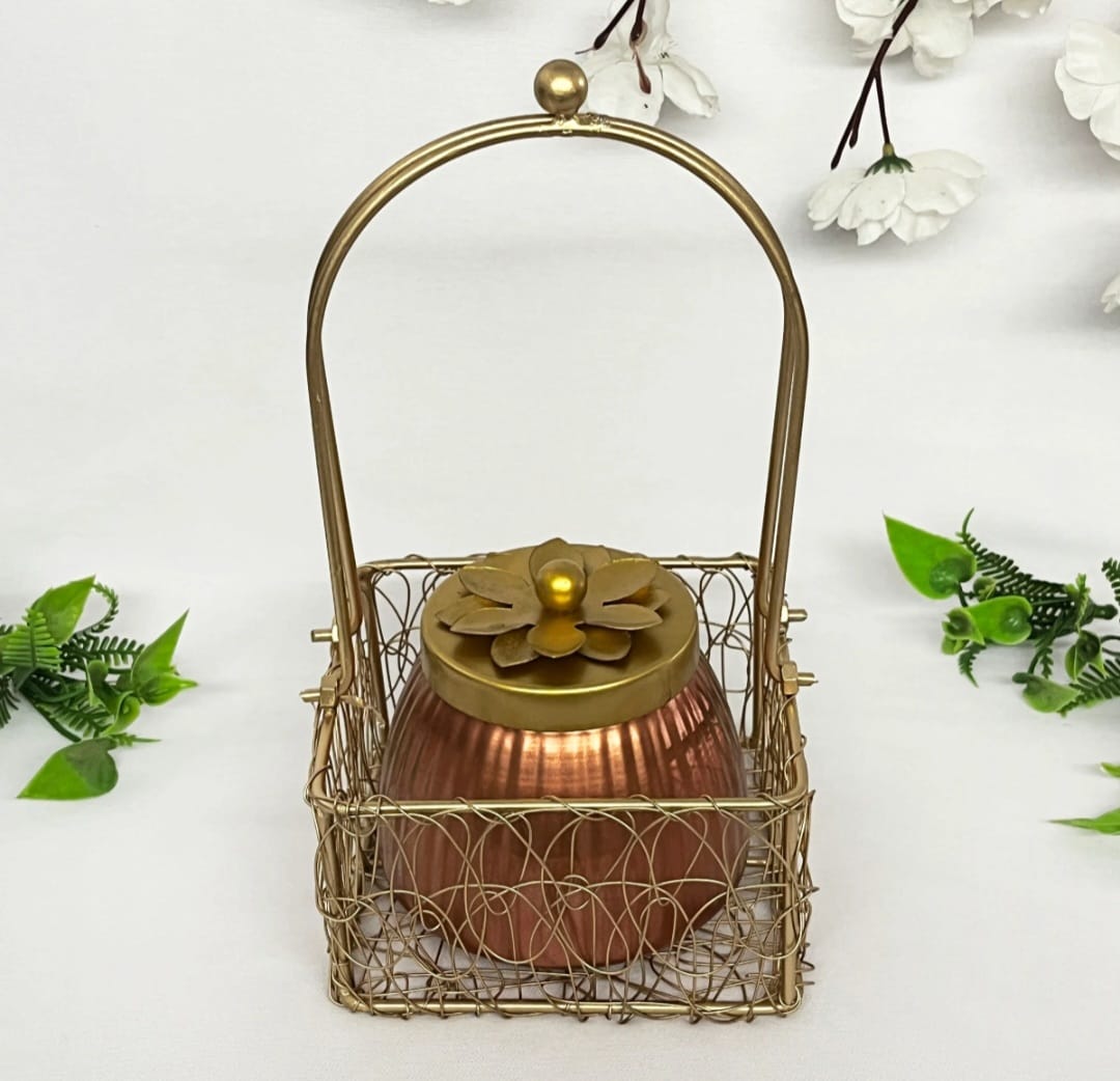 Copper Basket jar set