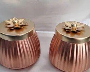 Premium Copper Storage Jars with Floral Lids (Set of 10)