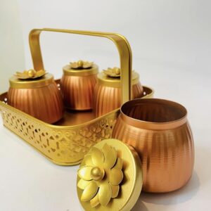4 Jar Basket Set (Gold, 8 Inch)