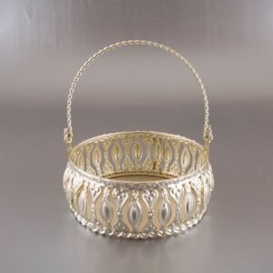 German silver 8 inch basket with handle