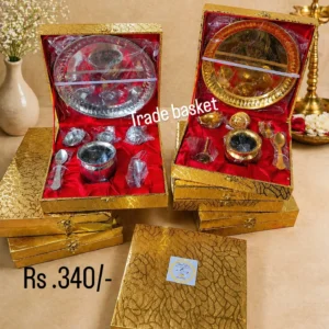 German silver & Gold plated pooja set