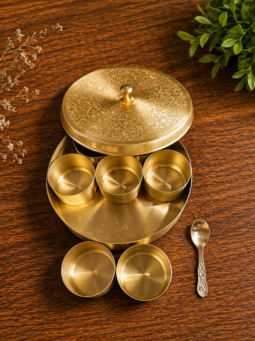 Pure Brass Masala Box (Masala Dani) 5 inch - Image 2