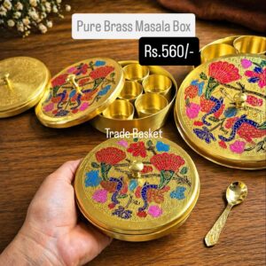 pure Brass Peacock Masala Box 5 inch