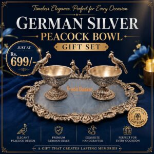 German Silver Peacock Bowl Set