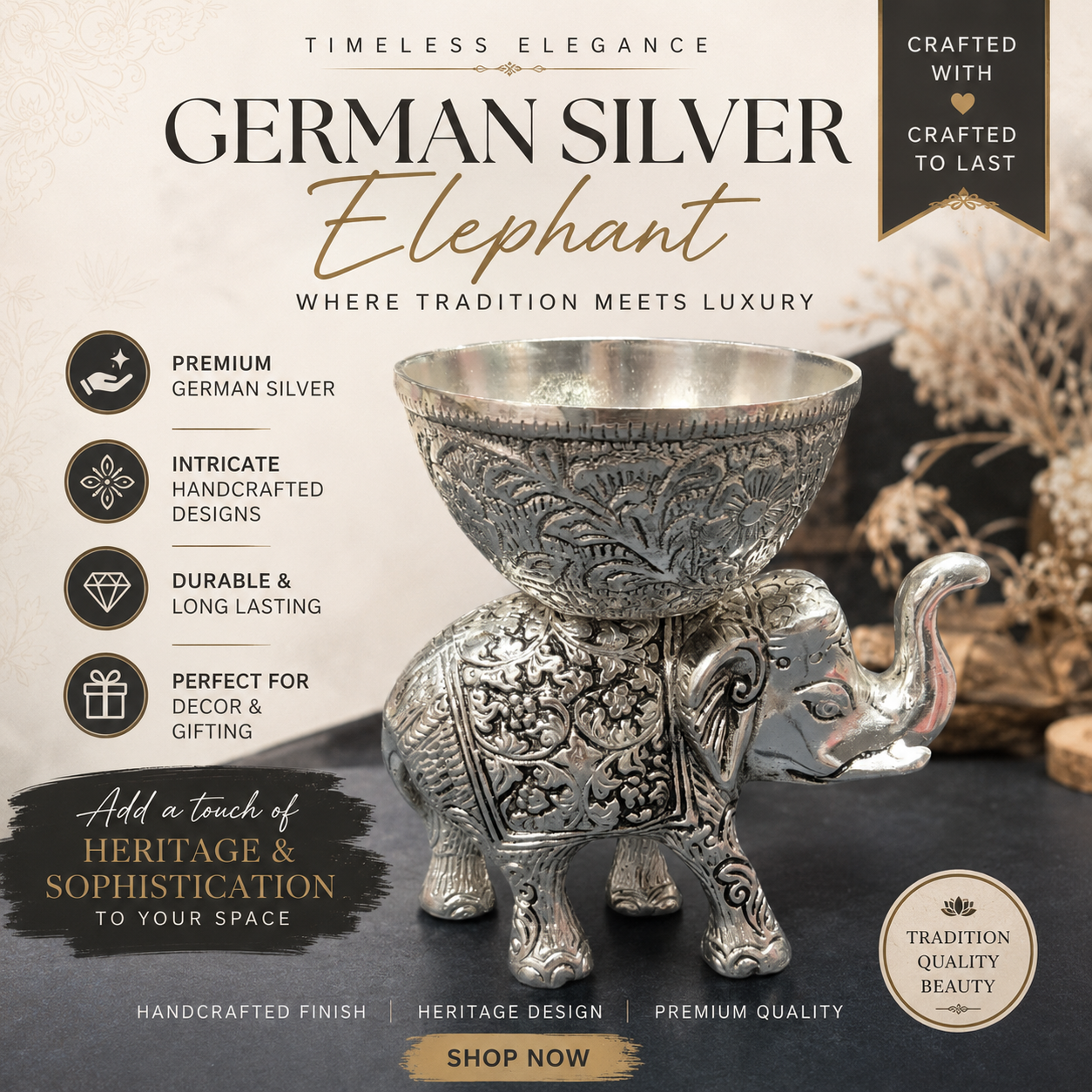 German Silver Elephant Bowl - Image 2