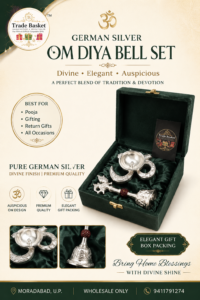 German silver om Diya Bell Set