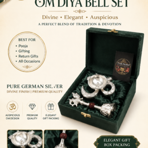 German silver om Diya Bell Set