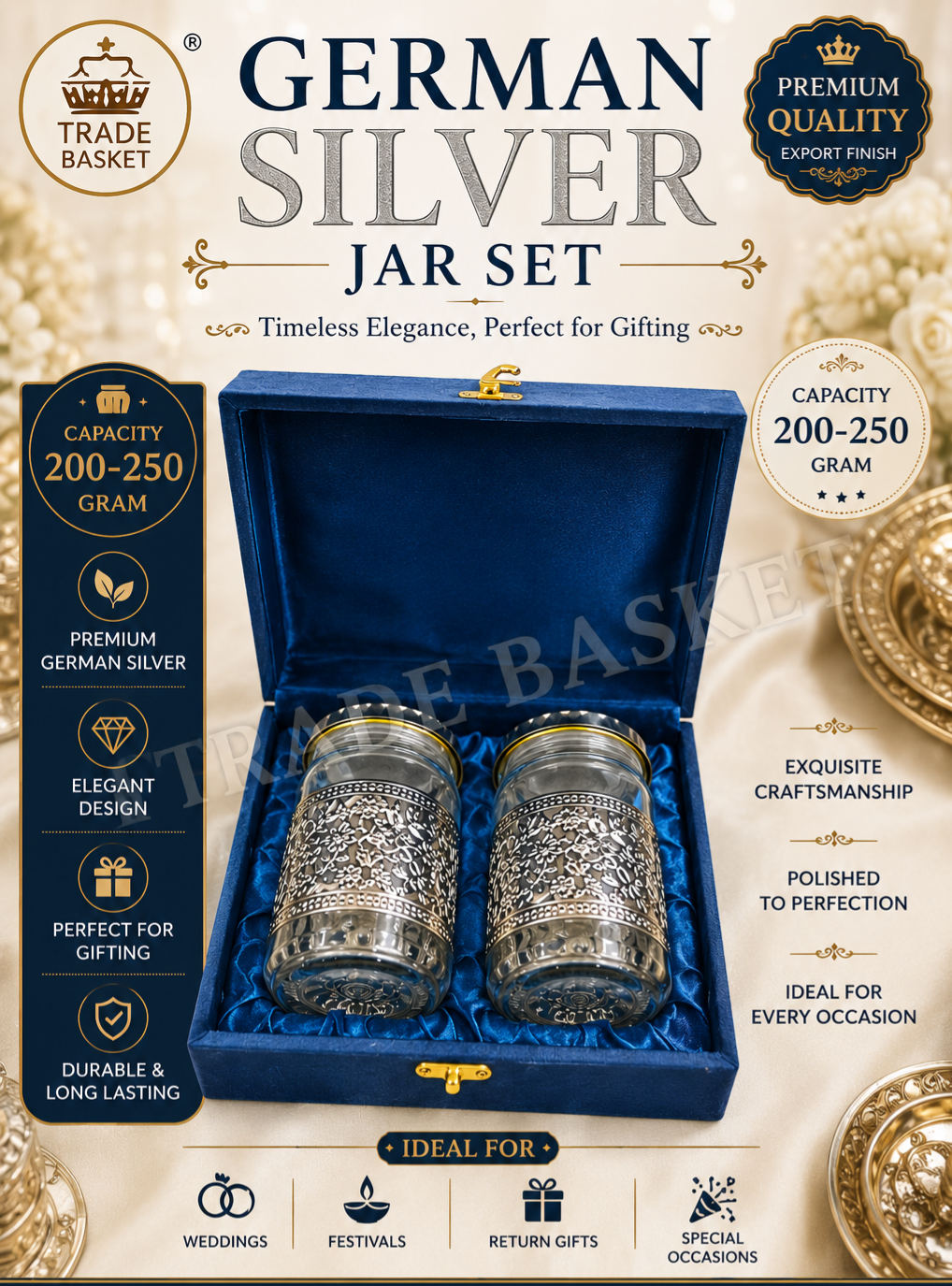 German Silver Jar Set - Image 2