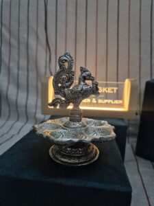 GERMAN SILVER PEACOCK LAMP