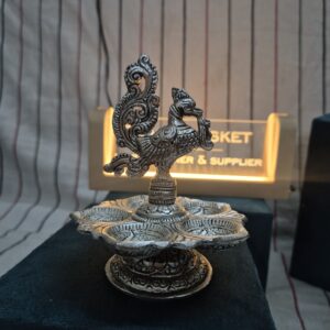 GERMAN SILVER PEACOCK LAMP