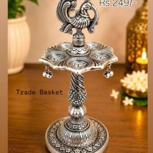GERMAN SILVER PEACOCK LAMP
